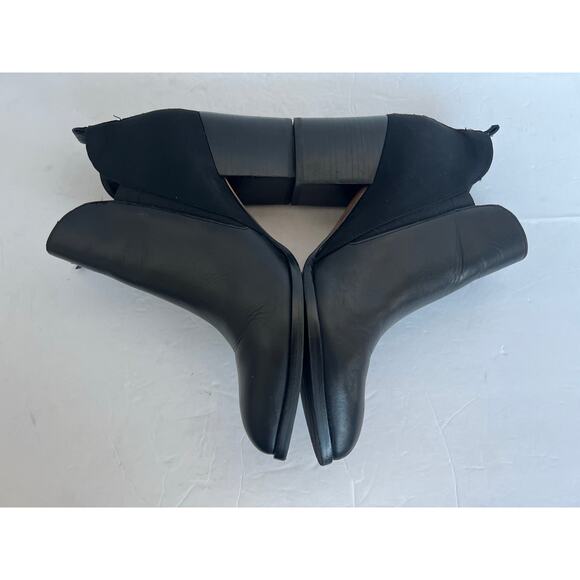 Donald J. Pliner Black Leather and Suede Almond Toe Block Heel Ankle Boots 9.5M - Picture 4 of 10